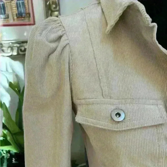 FOREVER 21 TAN CORDUROY BUTTON DOWN CASUAL WESTERN COWBOY MINI DRESS SIZE SM - Picture 7 of 7
